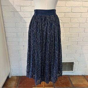 ModCloth Collectif Lotte Lace Swing Midi Skirt Navy XS NWT